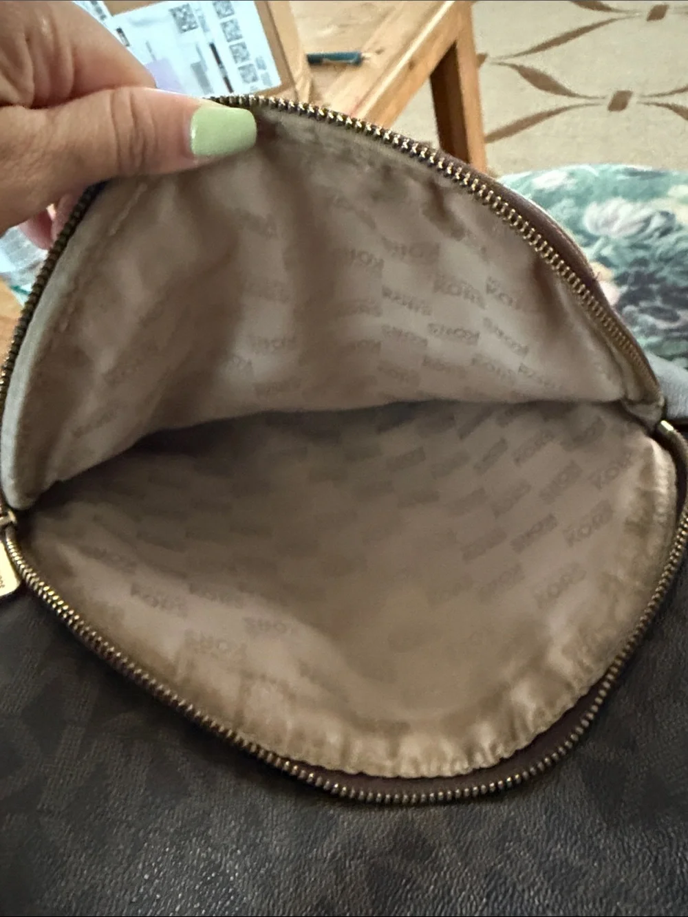 Michael Kors Dark Brown MK Logo Backpack with Tan Trim